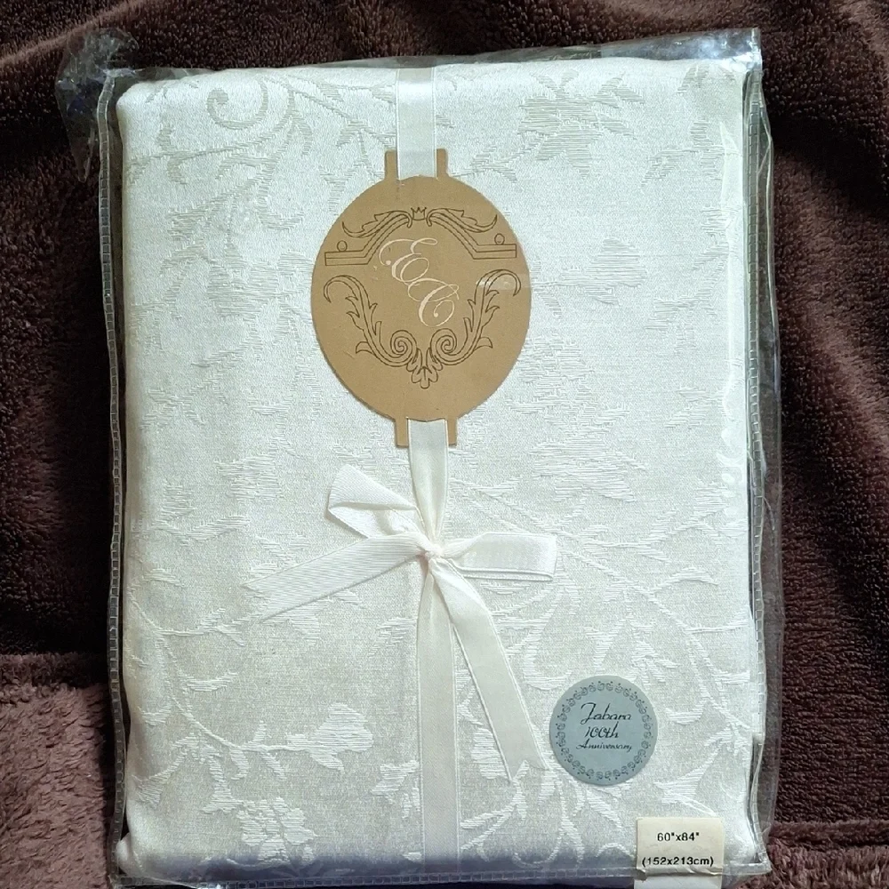 Elegant Ivory Floral Tablecloth